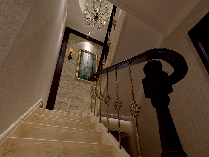 客厅楼梯效果图，简欧风格客厅，乐山云上喜家装饰设计公司家装案例
