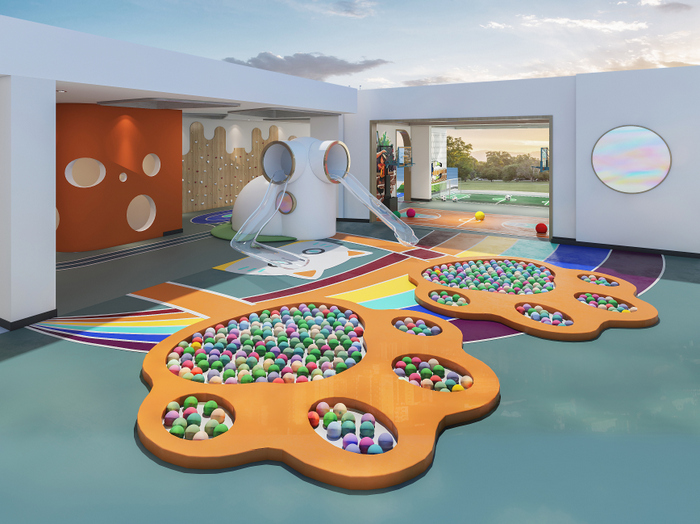 海洋球游玩区效果图，乐山云上喜家装饰设计公司工装案例